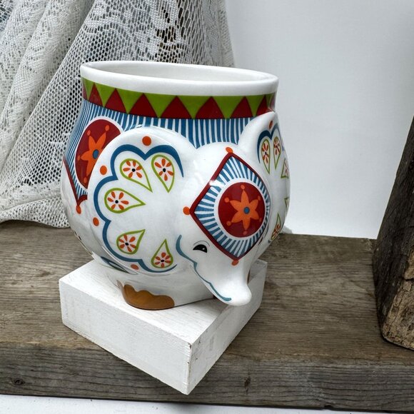 Hand-Painted Elephant Mug By Pier 1 Imports - Picture 2 of 7